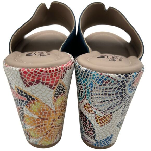 Spring Step Women's Laylani Suede Leather Floral Wedge Slide Sandals Blue Sz 38 - Picture 7 of 11